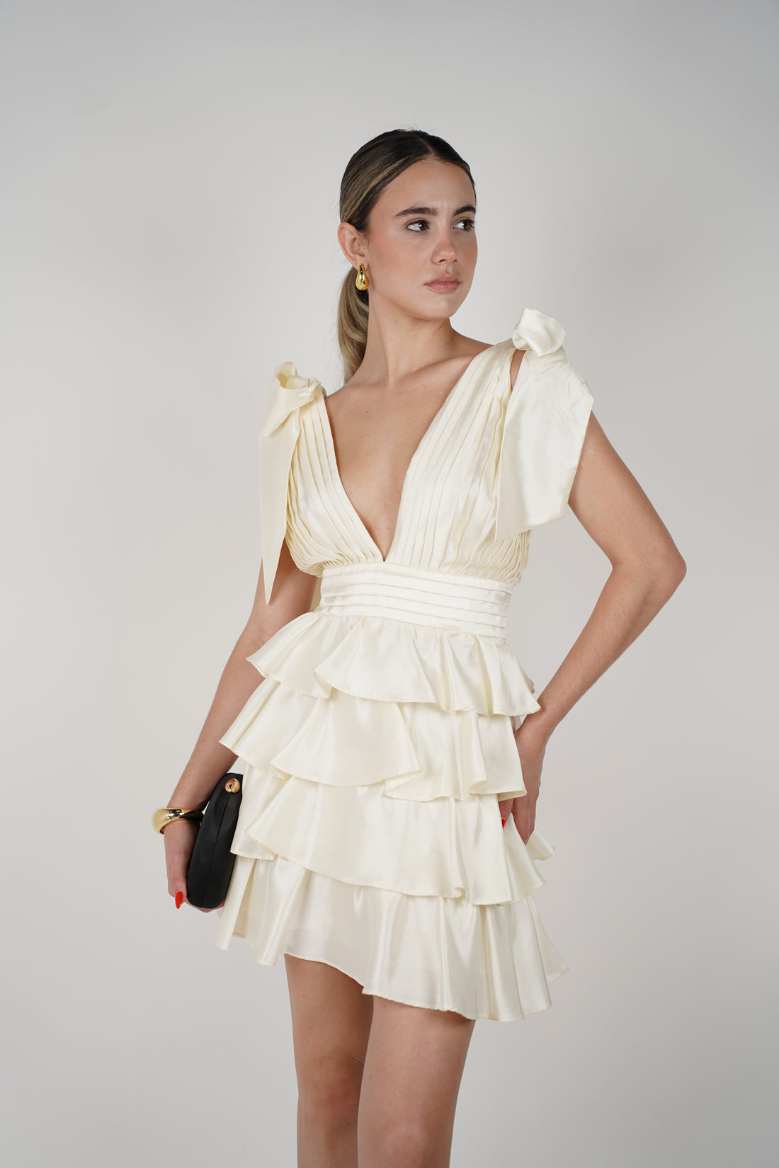 Scarlett Dress – Radiate Glamour in Satin Ruffles