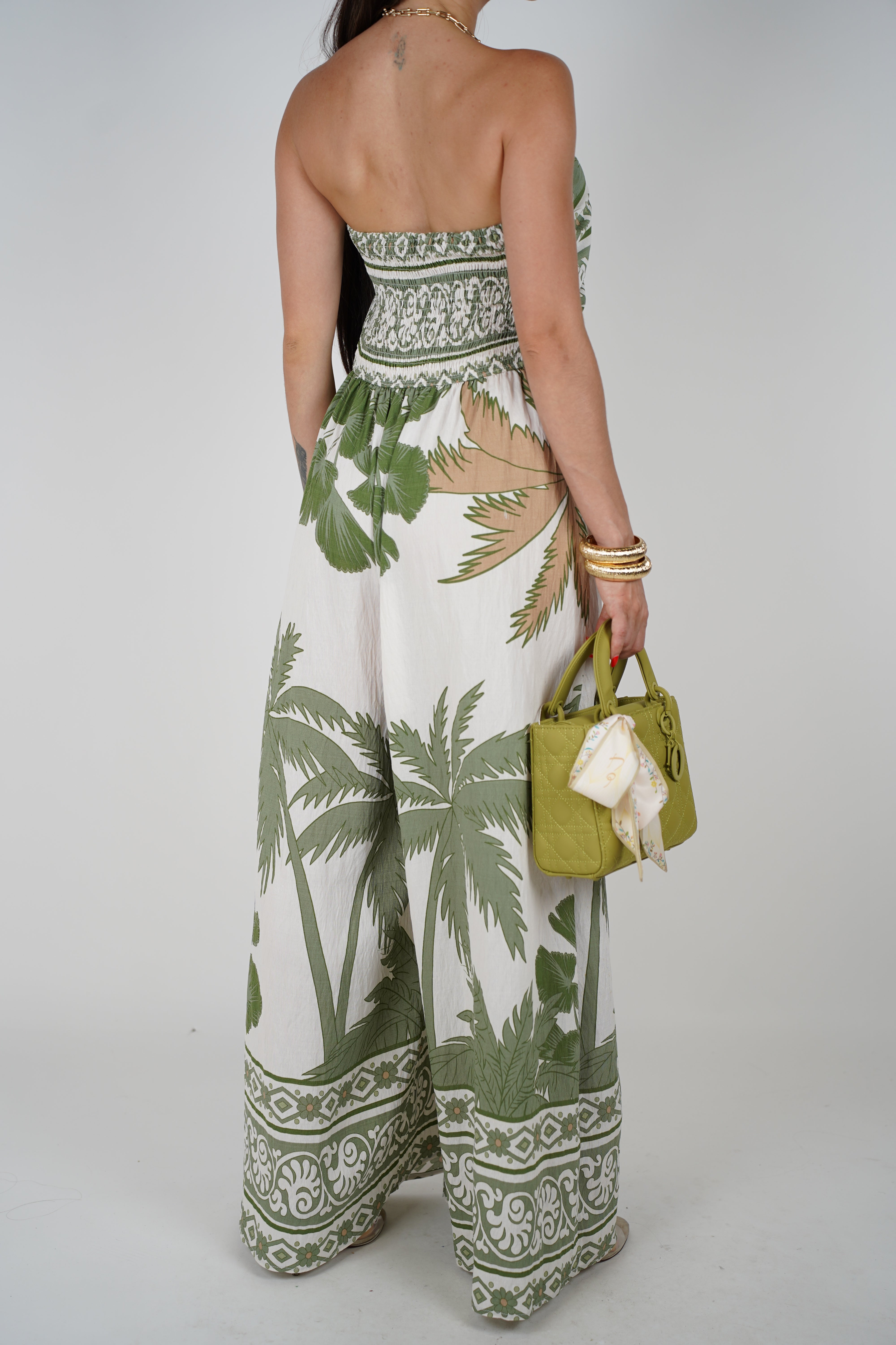 Tavi Jumpsuit – Strapless Tropical Print One-Piece