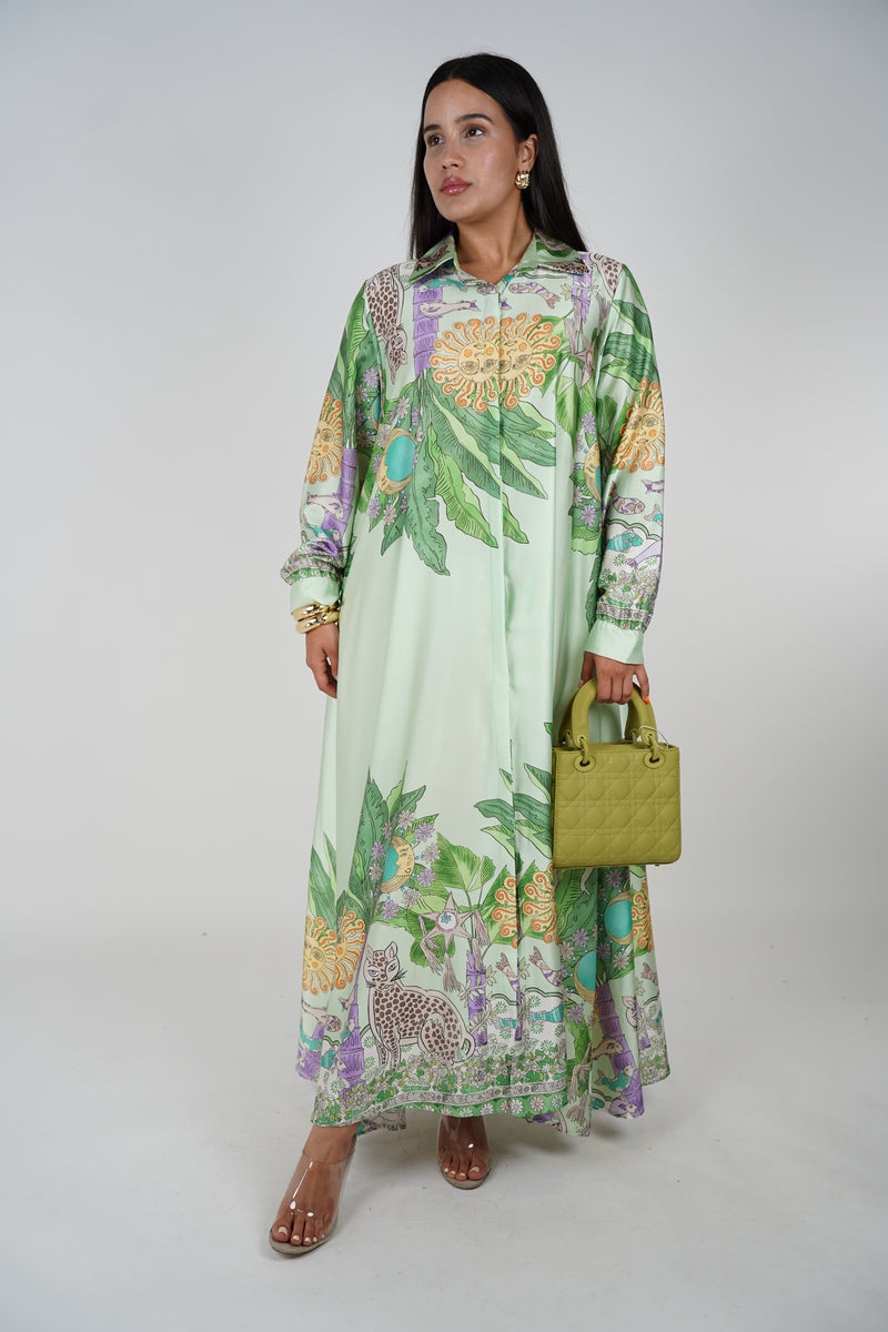 Monica Stamped Dress – Luxe Print in Motion