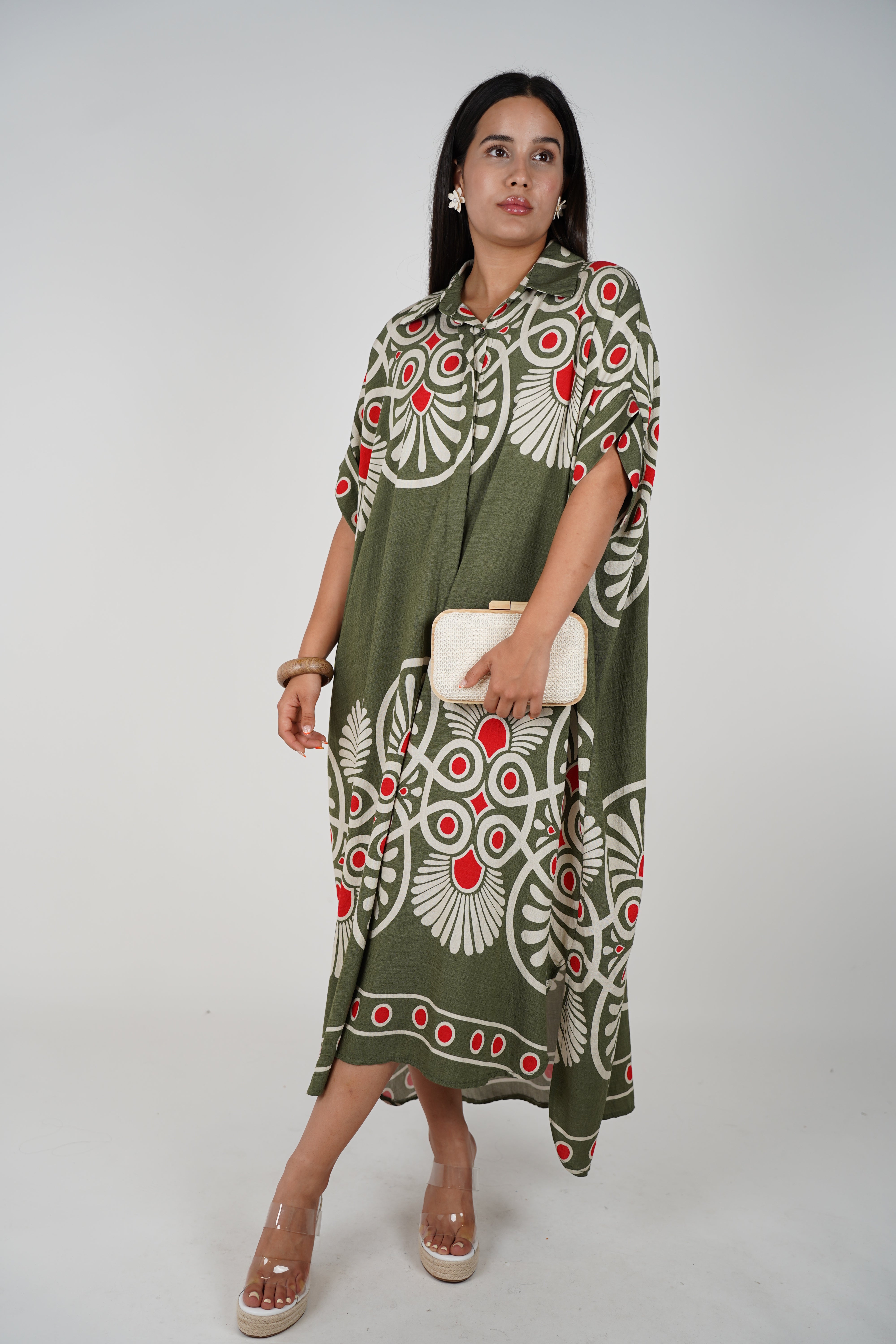 Hani Maxi Stamped Dress – Bold print meets effortless drape
