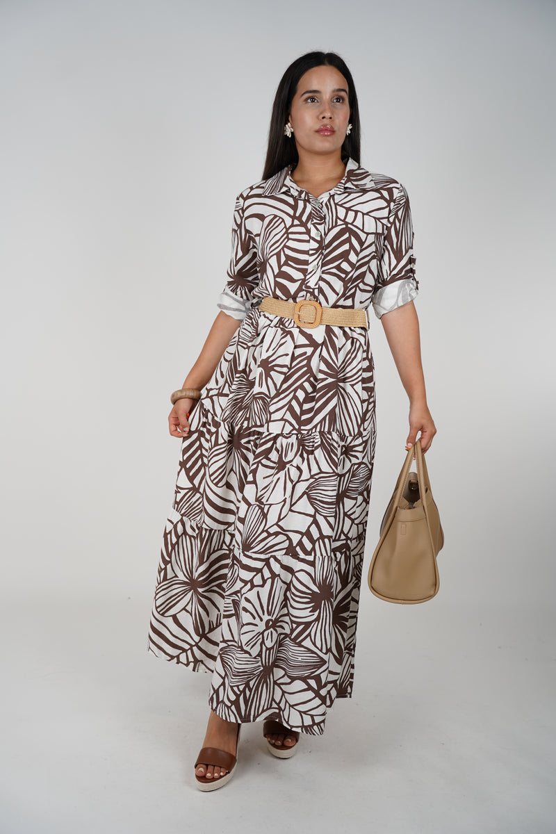 Zena Belted Stamped Dress – Bold print meets easy elegance