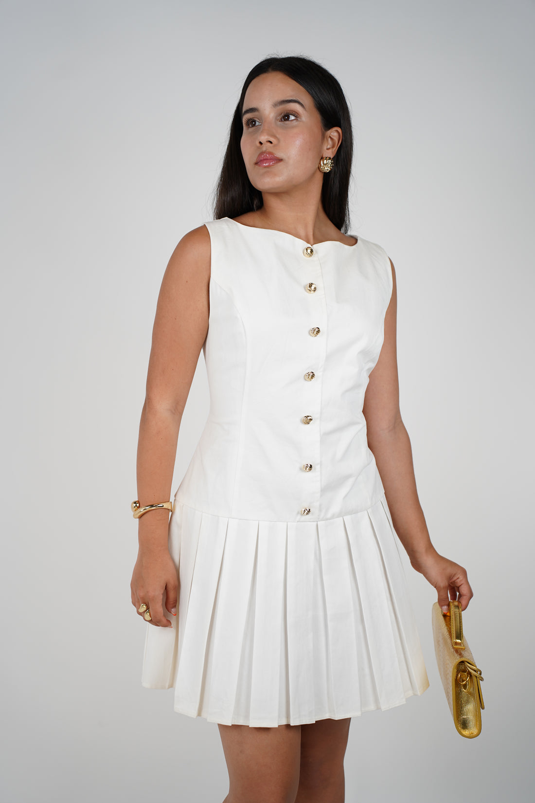 Grehtel Mini Dress – Chic & Classic with a Pleated Twist