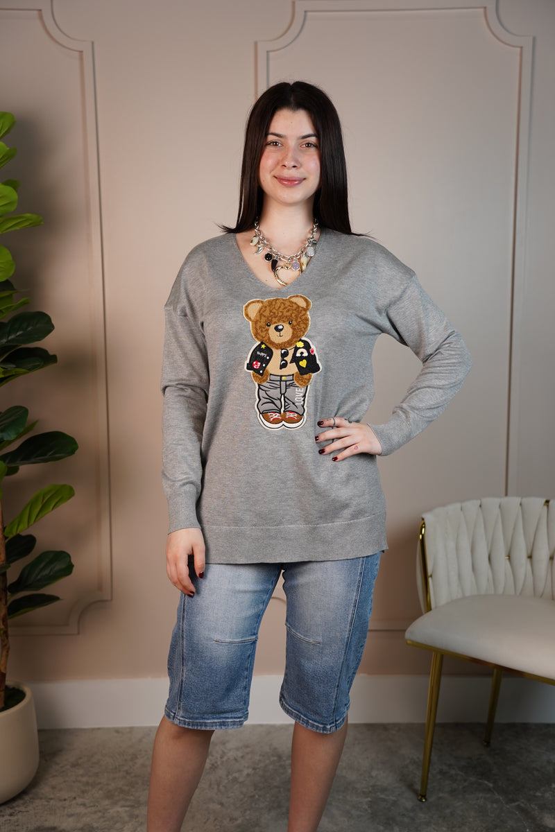 Marvilus Bear Teddy & Panda Knit Sweaters – Playful Graphics, Cozy Layers
