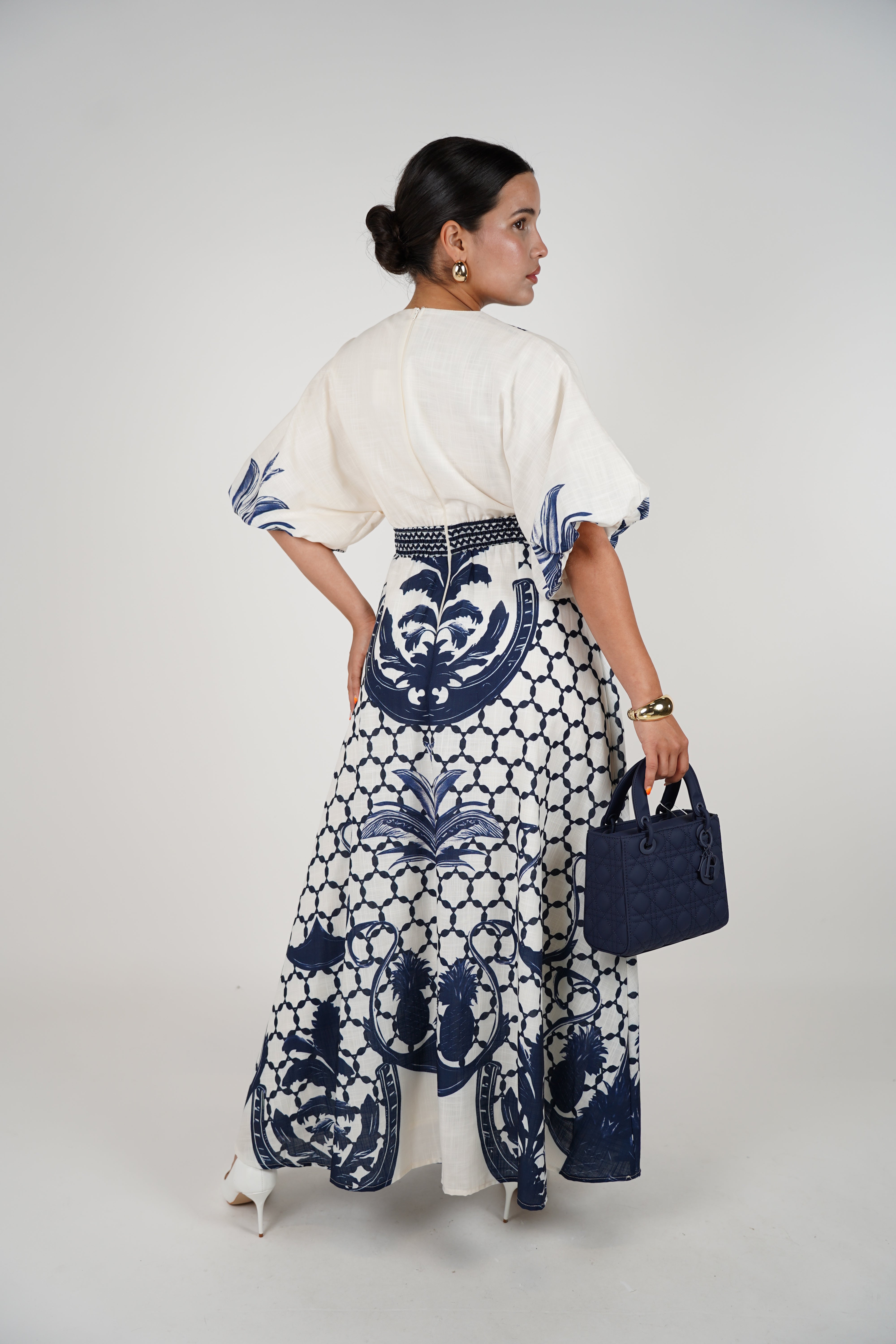 Voreya Stamped Maxi Dress – Statement Black & White Resort Silhouette