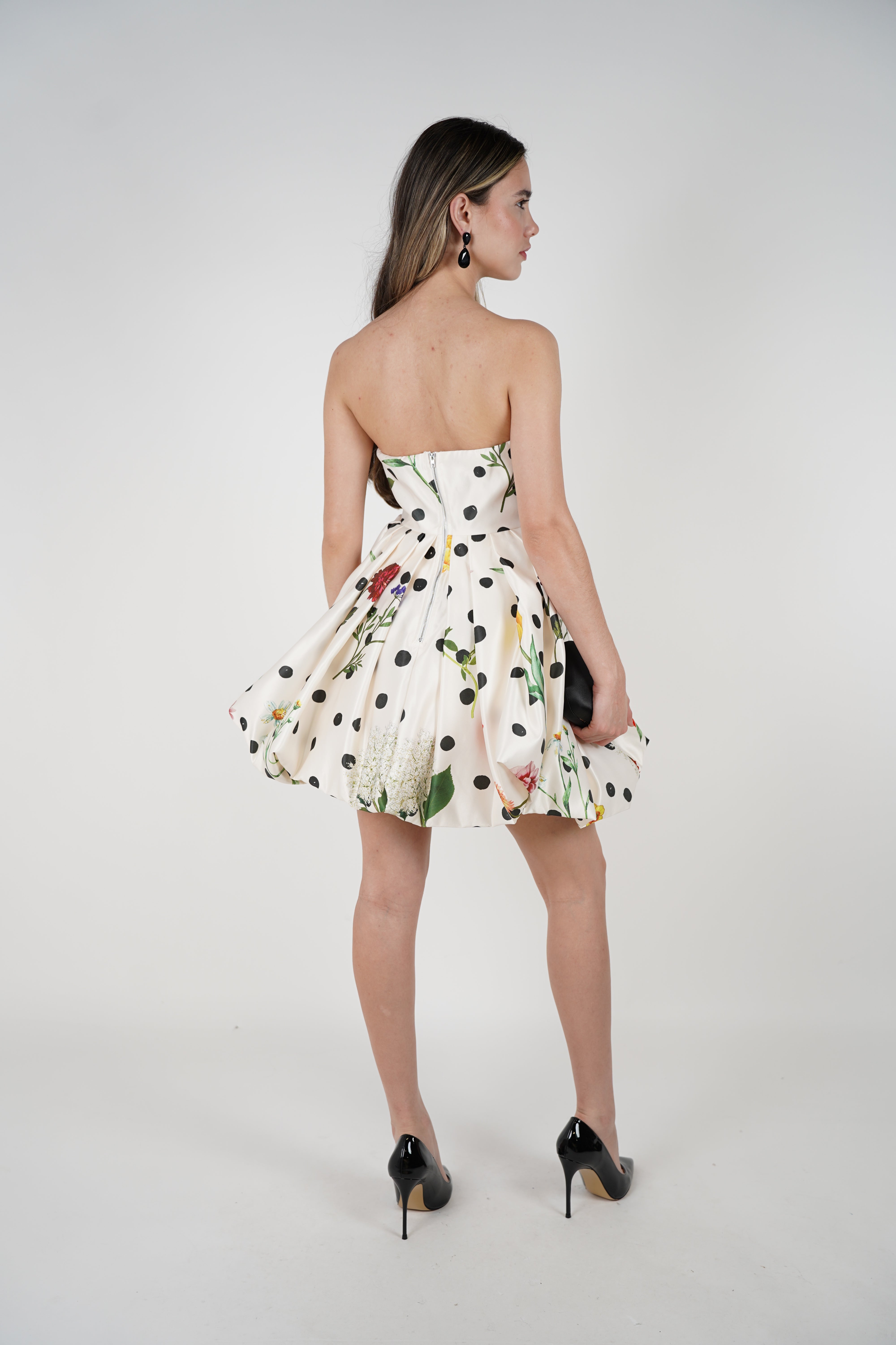 Mirell Mini Polka Dot Dress – Bold, Playful, and Floral