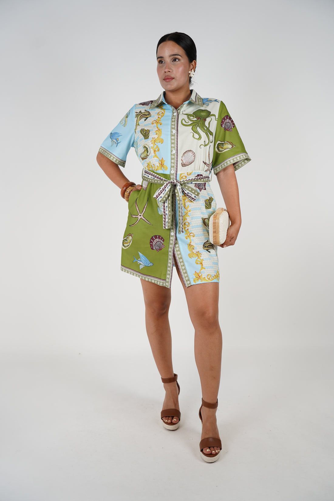 Zireen Stamped Mini Dress – Coastal Charm in a Chic Silhouette