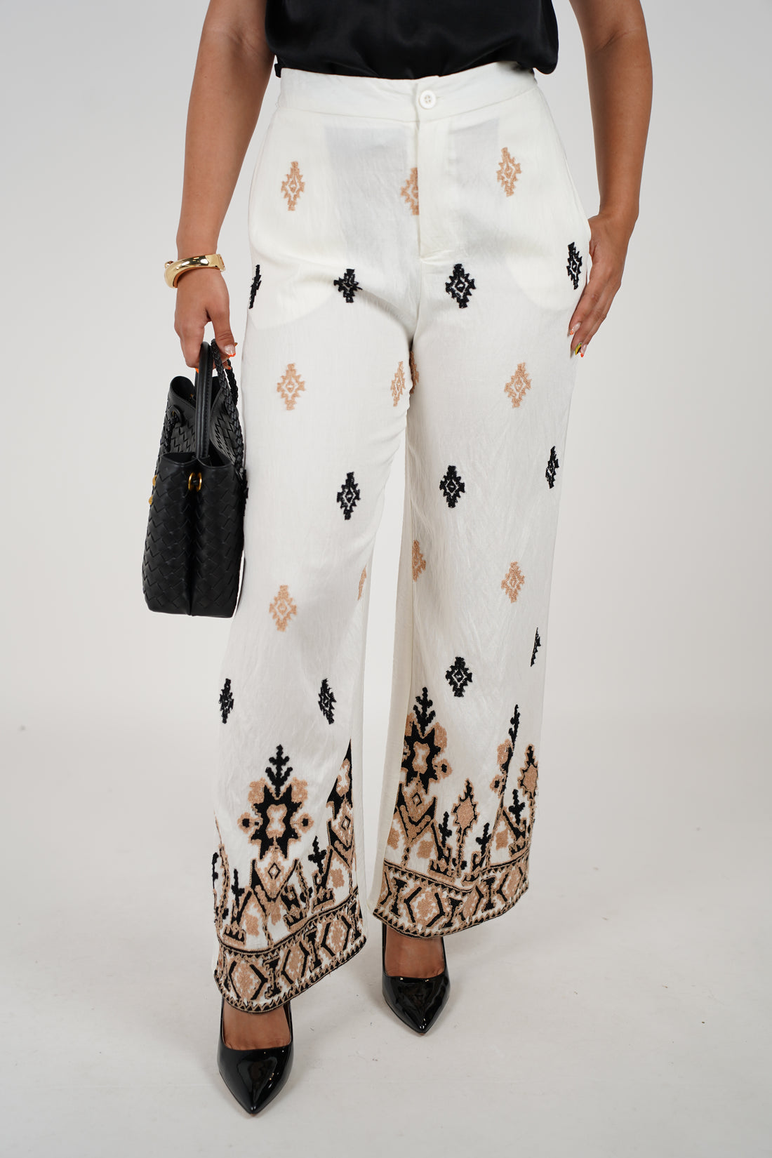 Ana Embroidered Wide Leg Pants – Boho Statement Bottoms