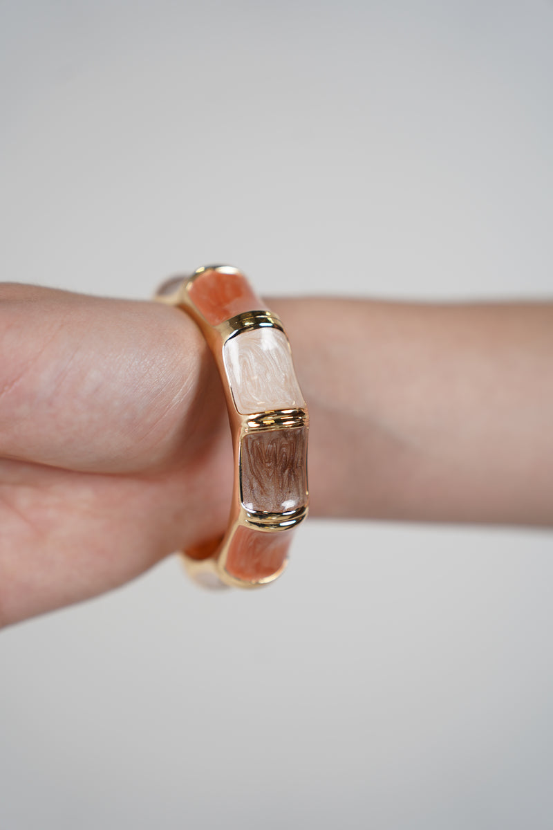 Zairel Chunky Bracelet – Bold Marbled Bangle in Warm Tones