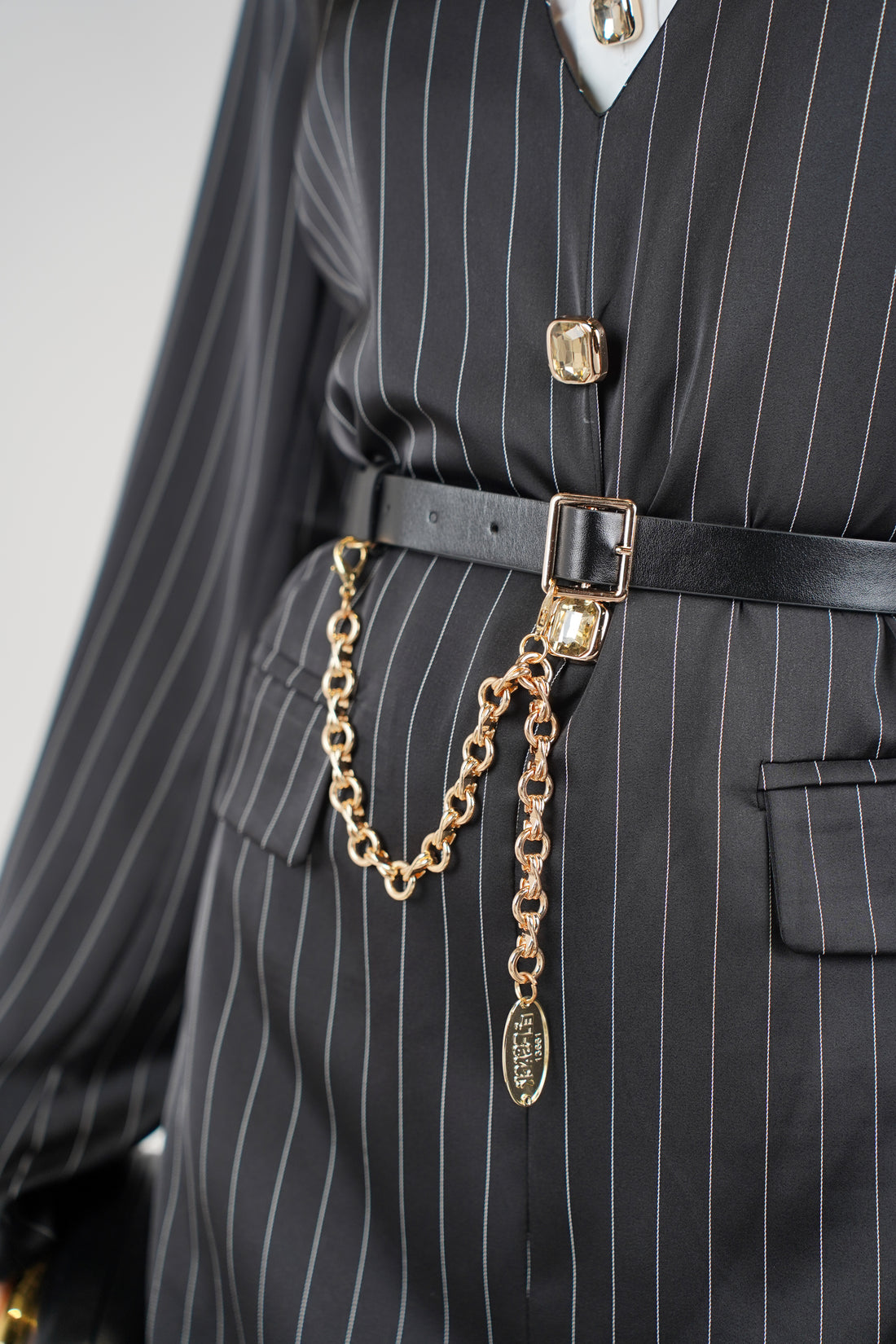 Averi Striped Mini Dress – Pinstripe Blazer-Inspired Dress