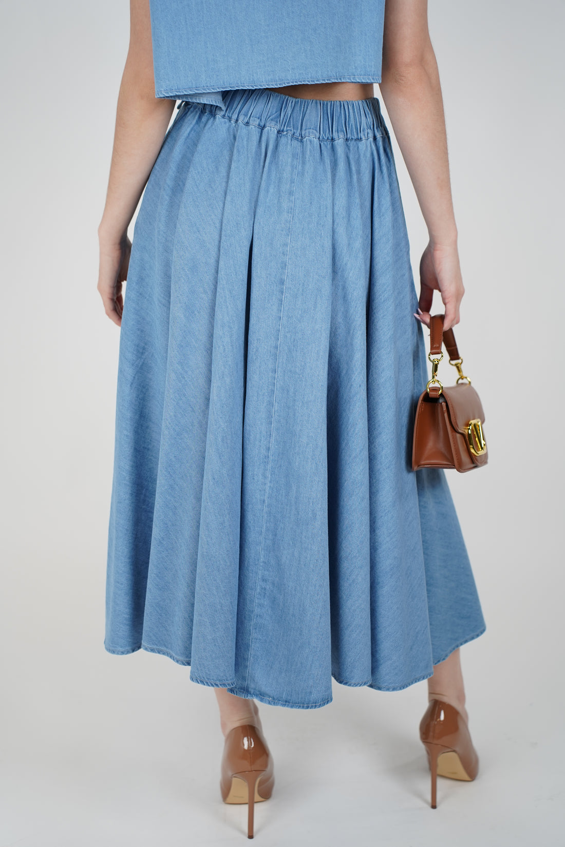 Tovia Denim Skirt Set – Effortless Light Blue Two-Piece Look