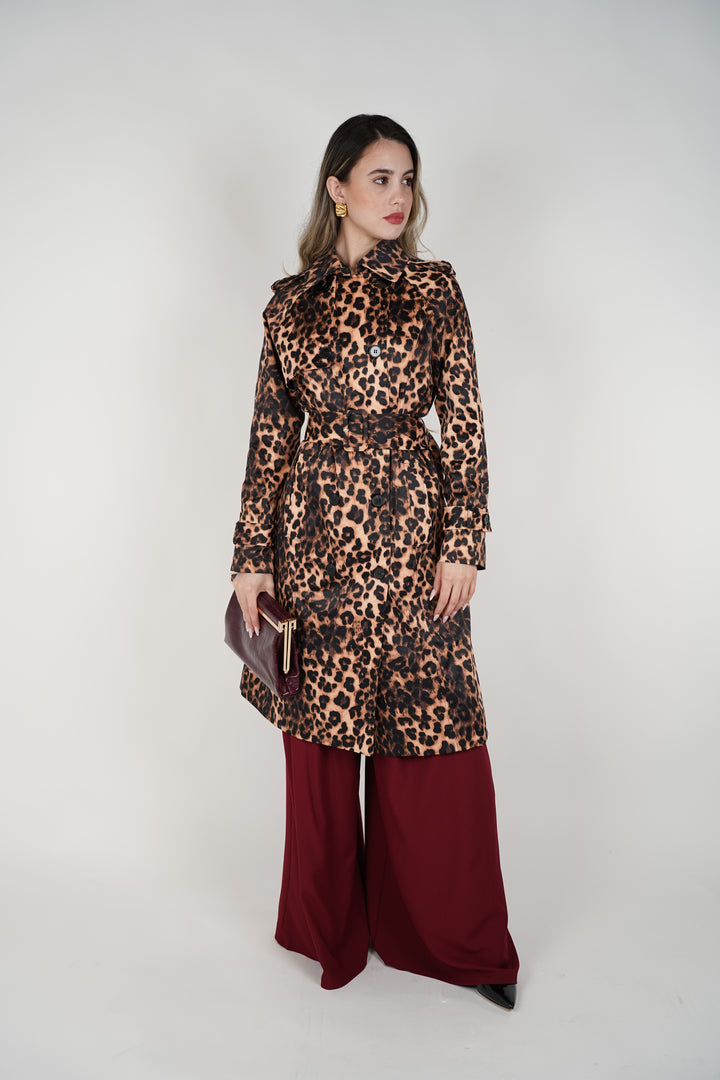 Fayen Leopard Trench Coat – Classic Animal Print Statement Piece