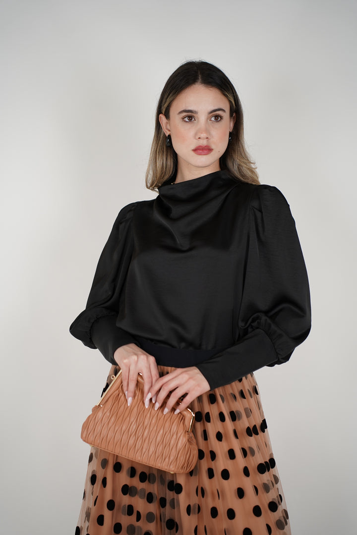 Ovela Cowl Neck Blouse – Timeless Satin Elegance