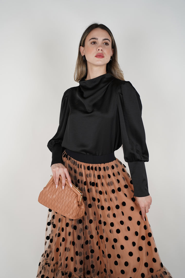 Ovela Cowl Neck Blouse – Timeless Satin Elegance