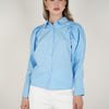 Rinna Button Down – Puff Shoulder Blue Blouse