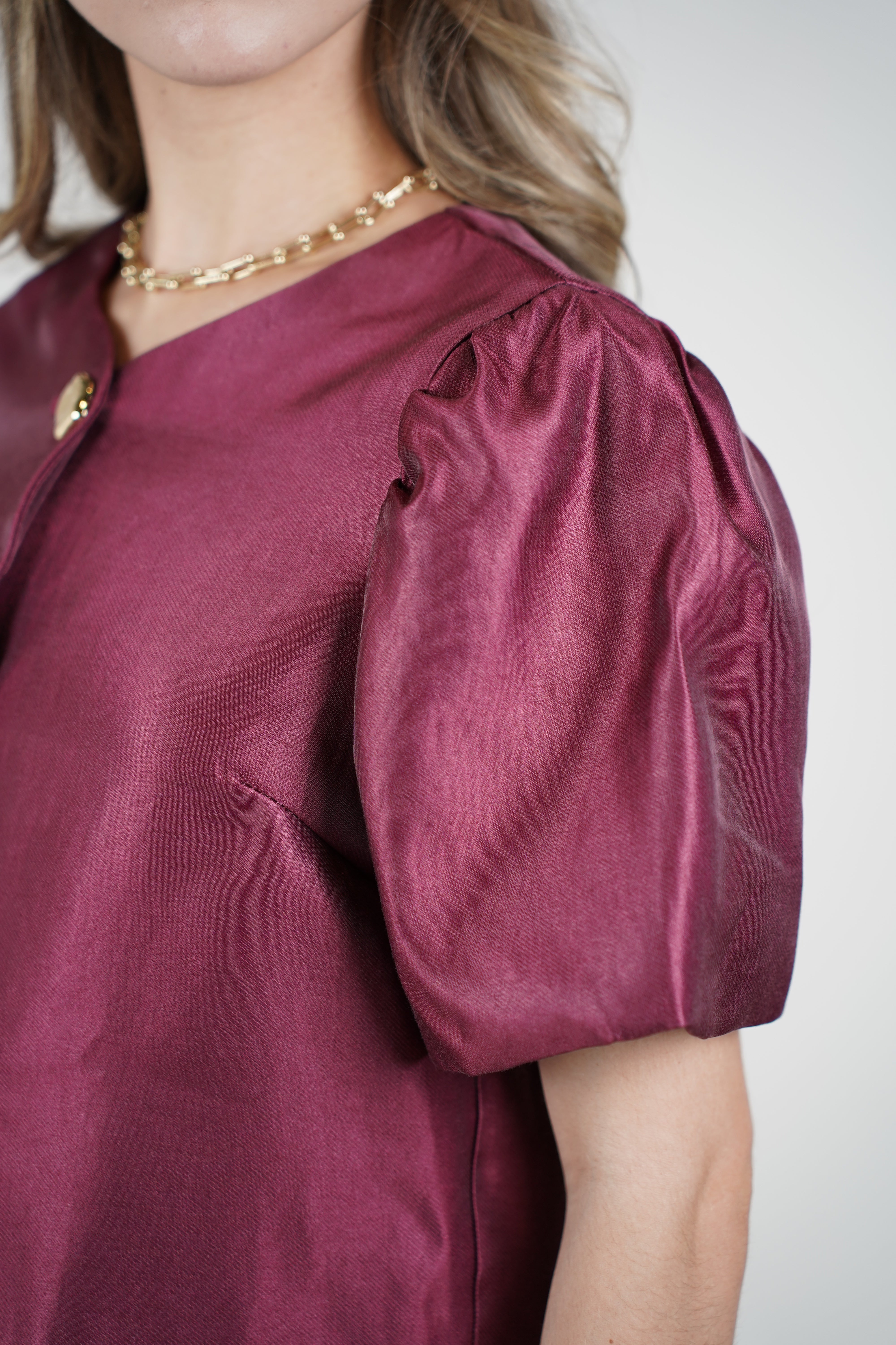 Navie Puff Sleeve Blouse – Elegant Plum Statement Top