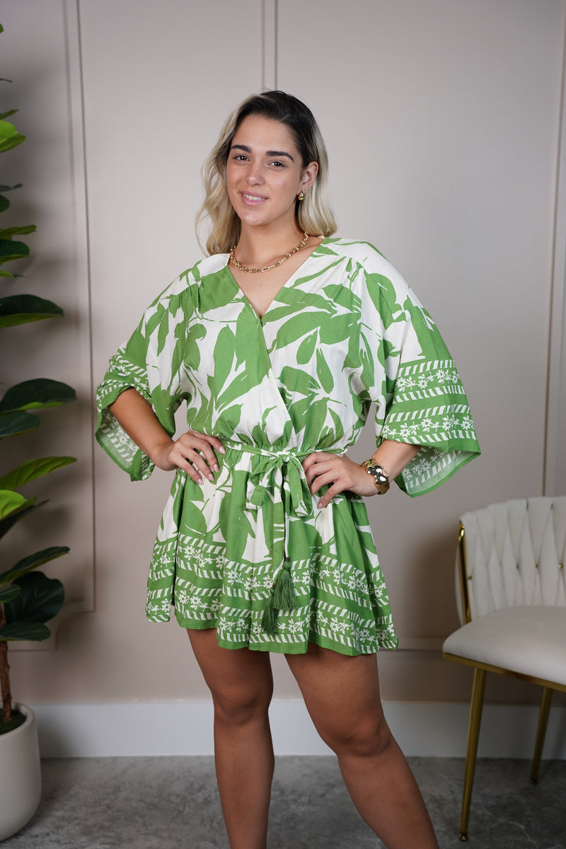 Bruni Green Paradise Romper – Tropical Vibes Made Easy