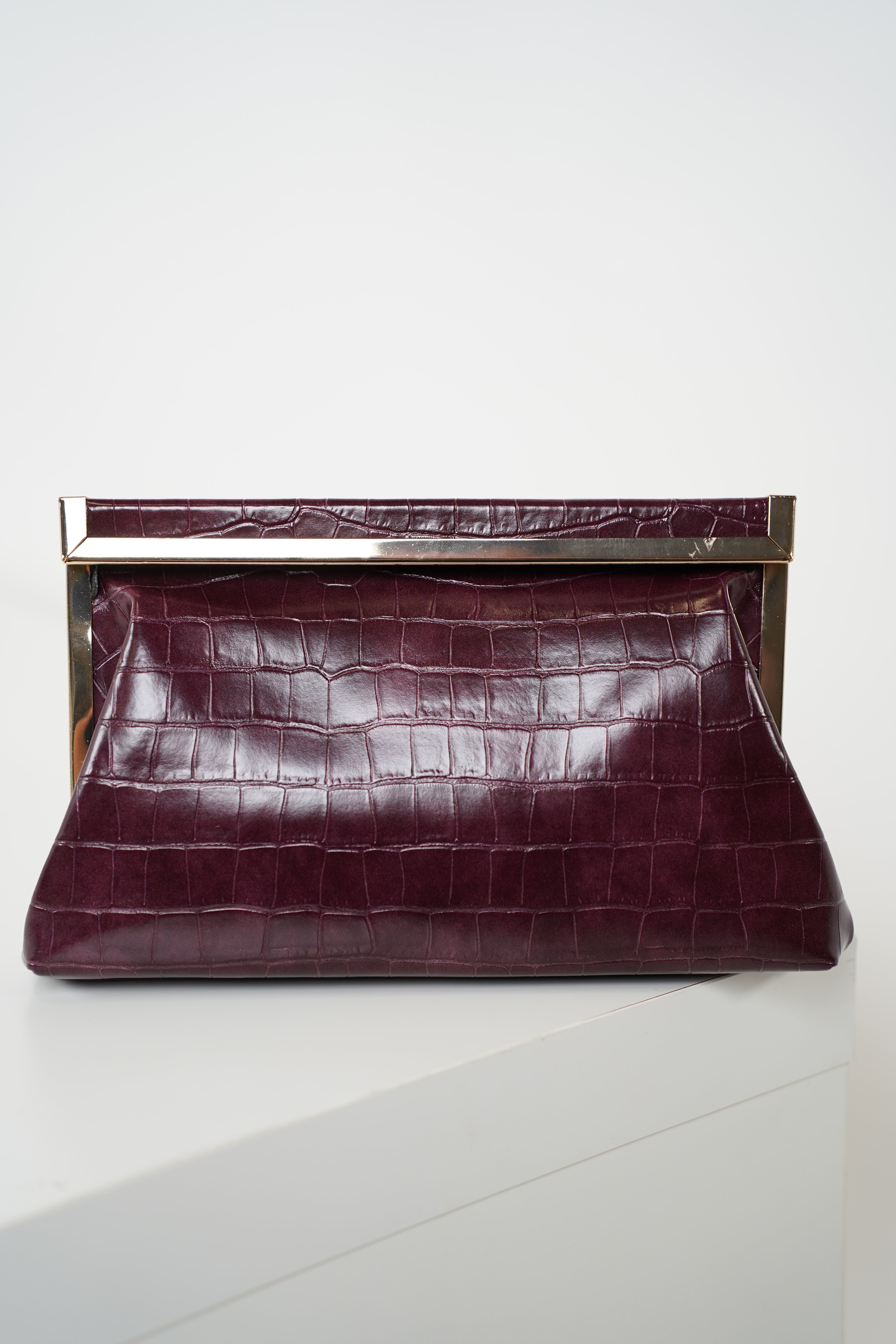 Mavina Croc Embossed Frame Clutch – Luxe Texture with Timeless Design