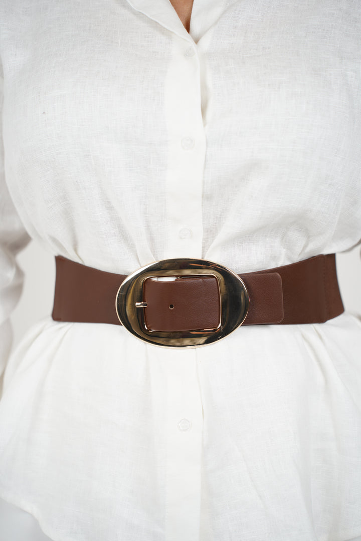 Rhen Oval Buckle Belt – Bold Shape, Effortless Definition
