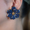 Tatiana Crochet Flower Earrings – Orange Floral Studs with Gold Trims