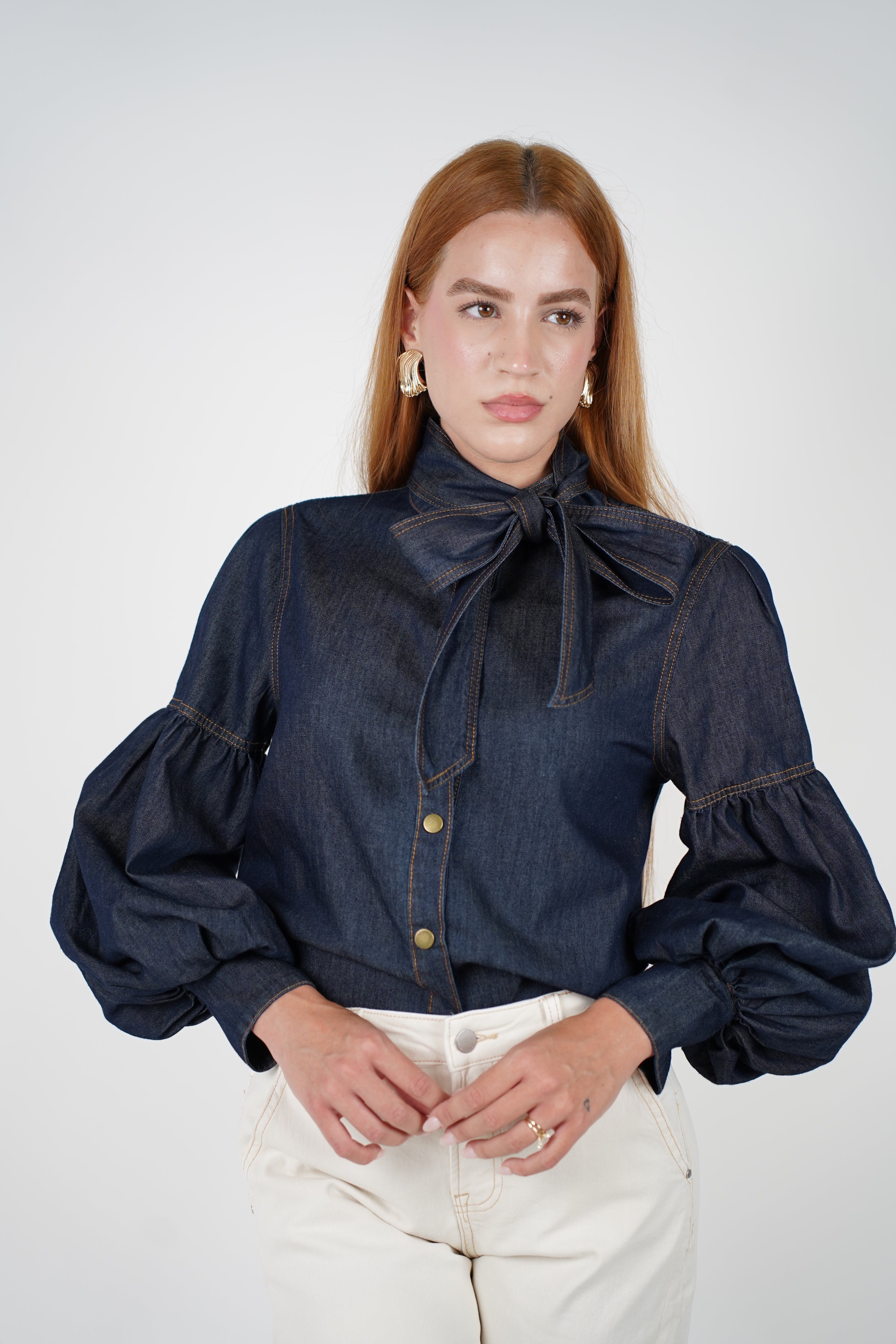 Nirame Denim Button Down – Classic Denim with a Feminine Twist