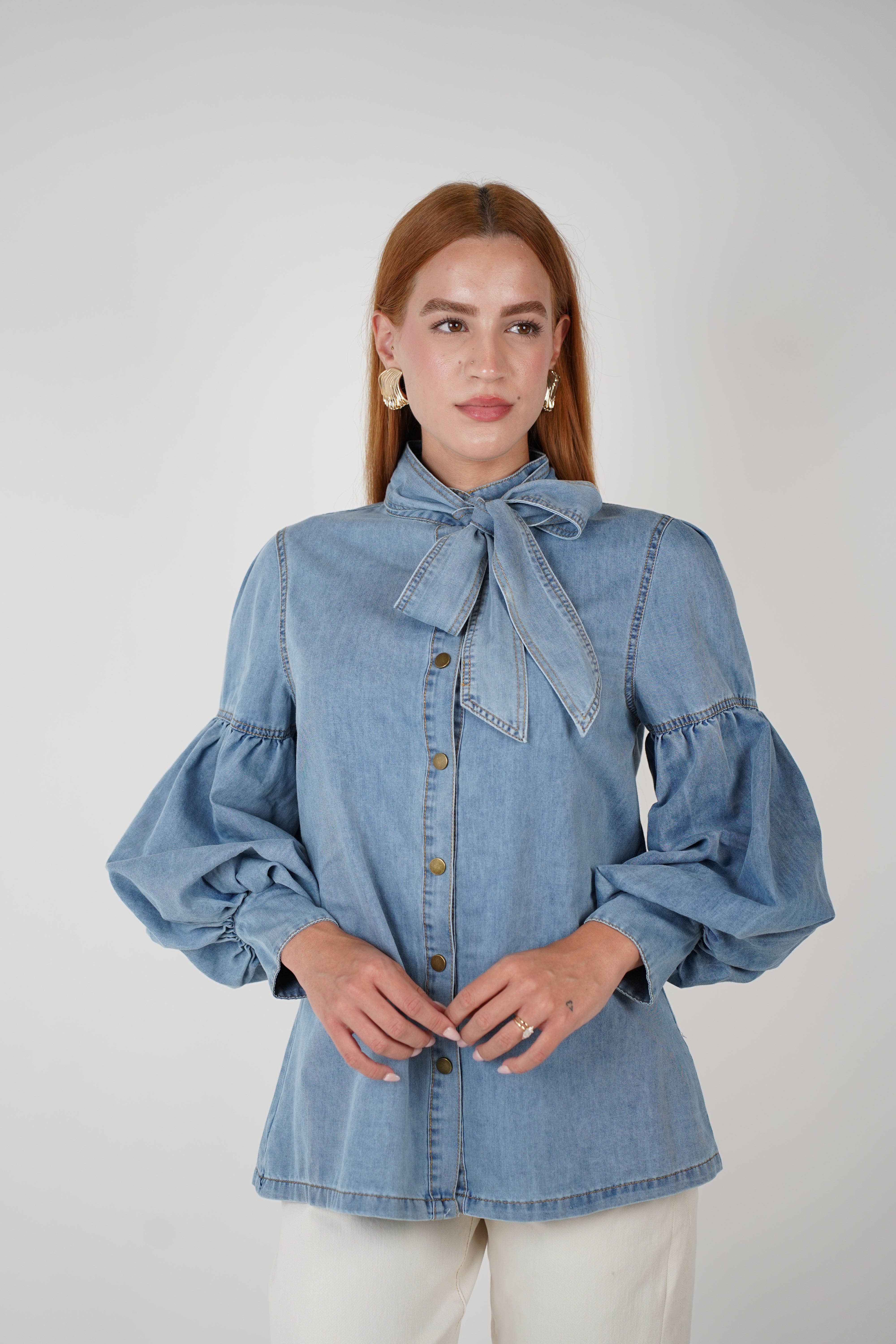 Nirame Denim Button Down – Classic Denim with a Feminine Twist