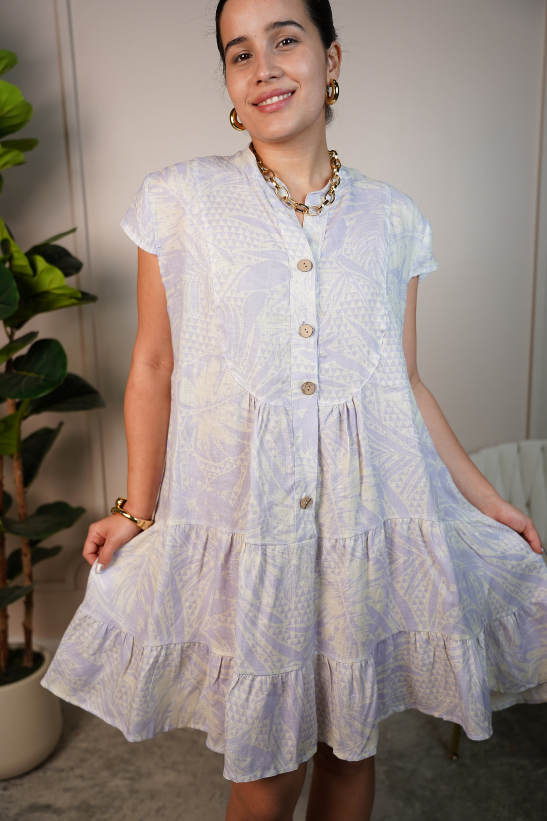 Rani Stamped Linen Dress – Breezy Elegance for Everyday Charm