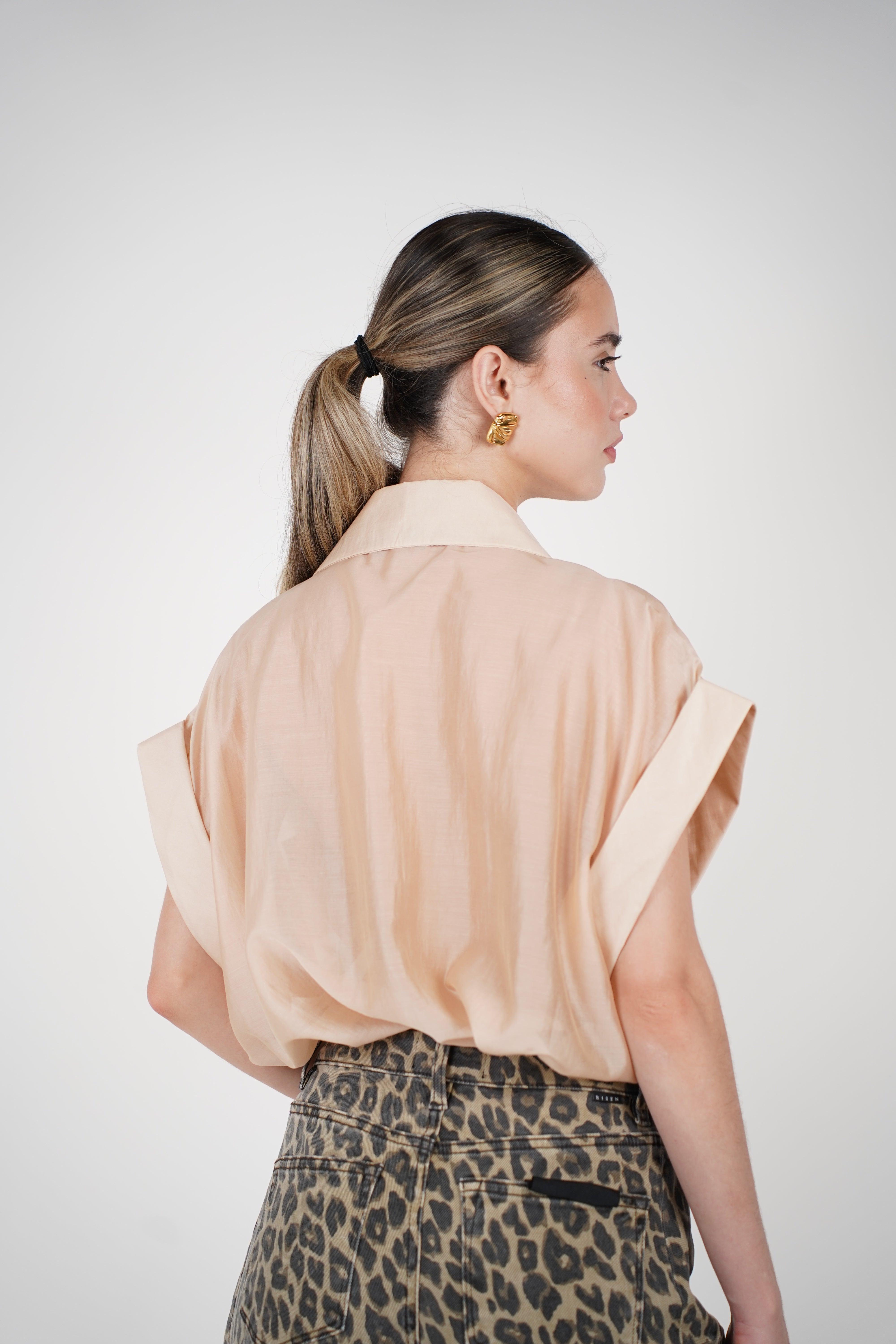 Talira Pockets Button Down – Lightweight Sheer Black Blouse