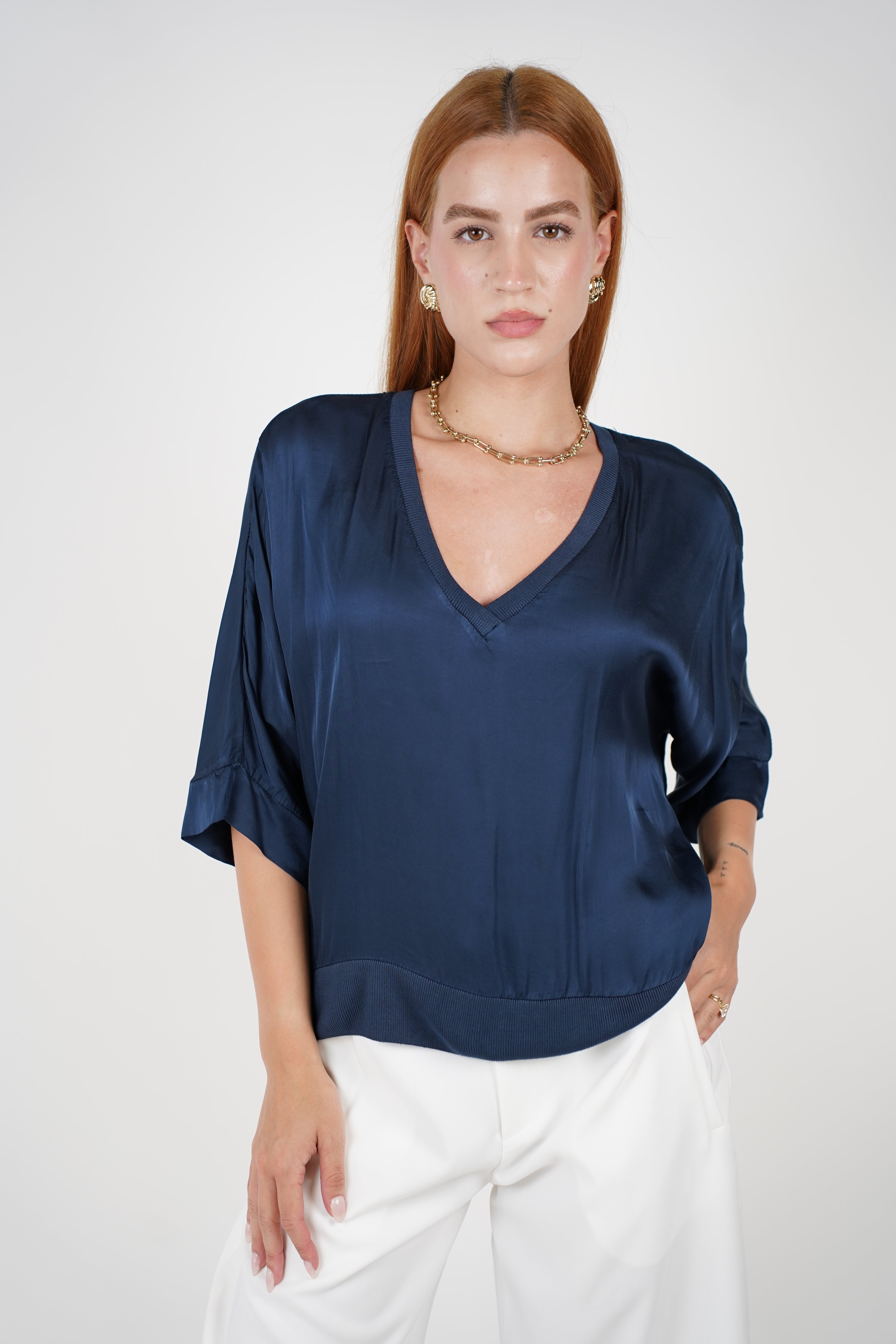 Alice Blouse – Effortless Satin Drape for Everyday Elegance