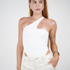 Varo Asymmetrical Basic Bodysuit – Black One-Shoulder