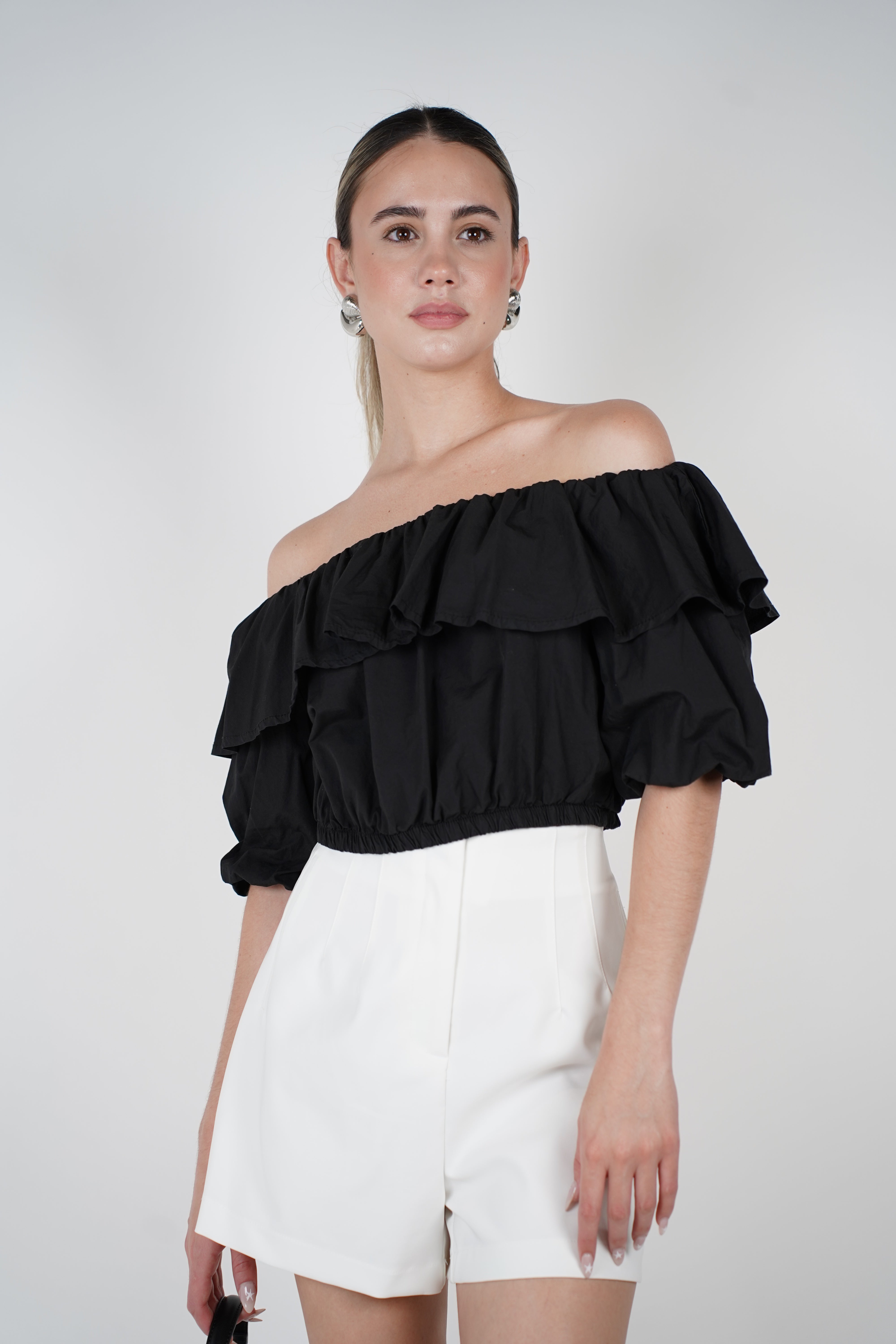 Reva Ruffle Top – Flirty Off-Shoulder Charm in Multiple Colors