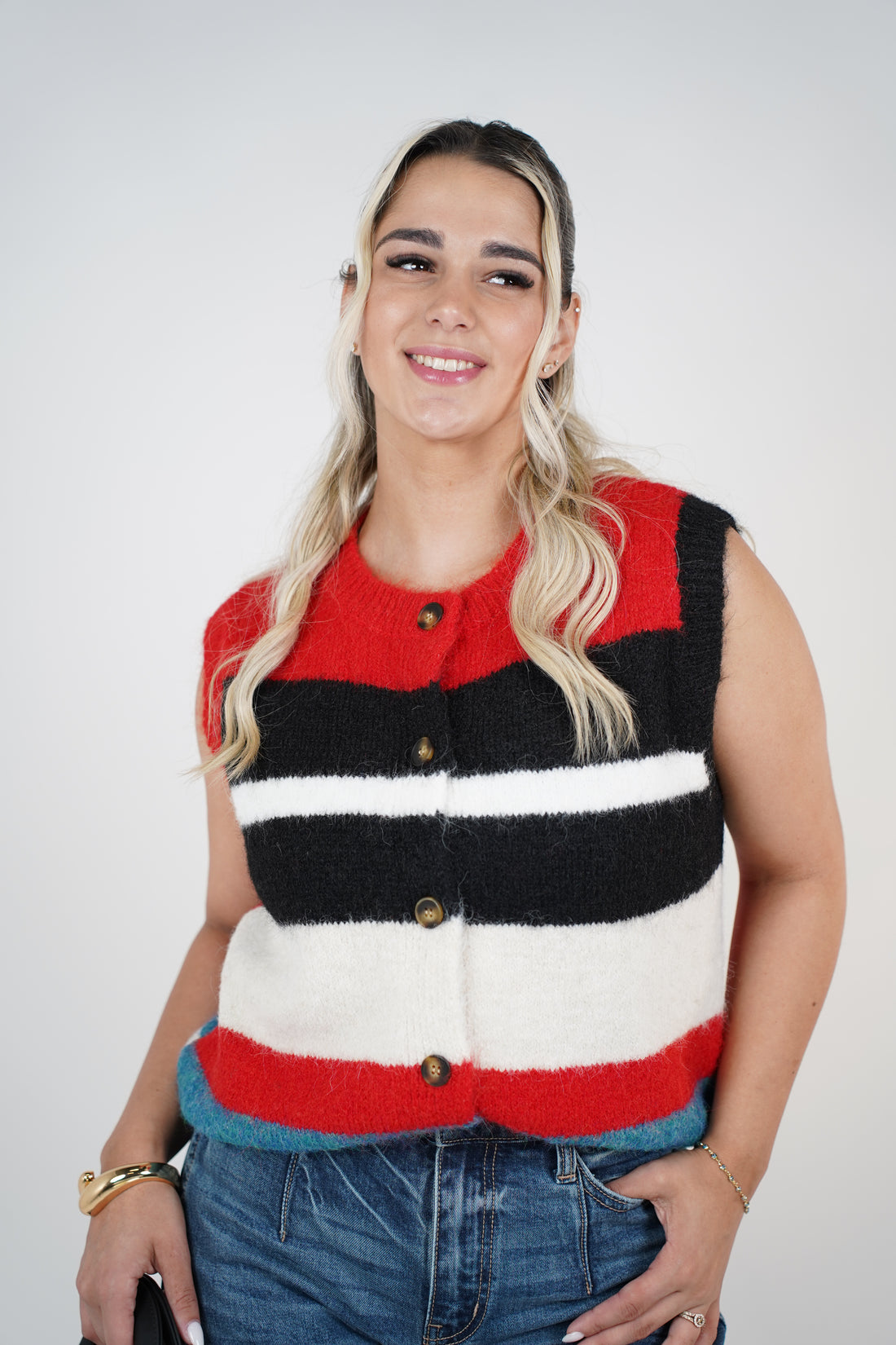 Wynel Striped Sweater Vest – Cozy Colorblock Knit Vest