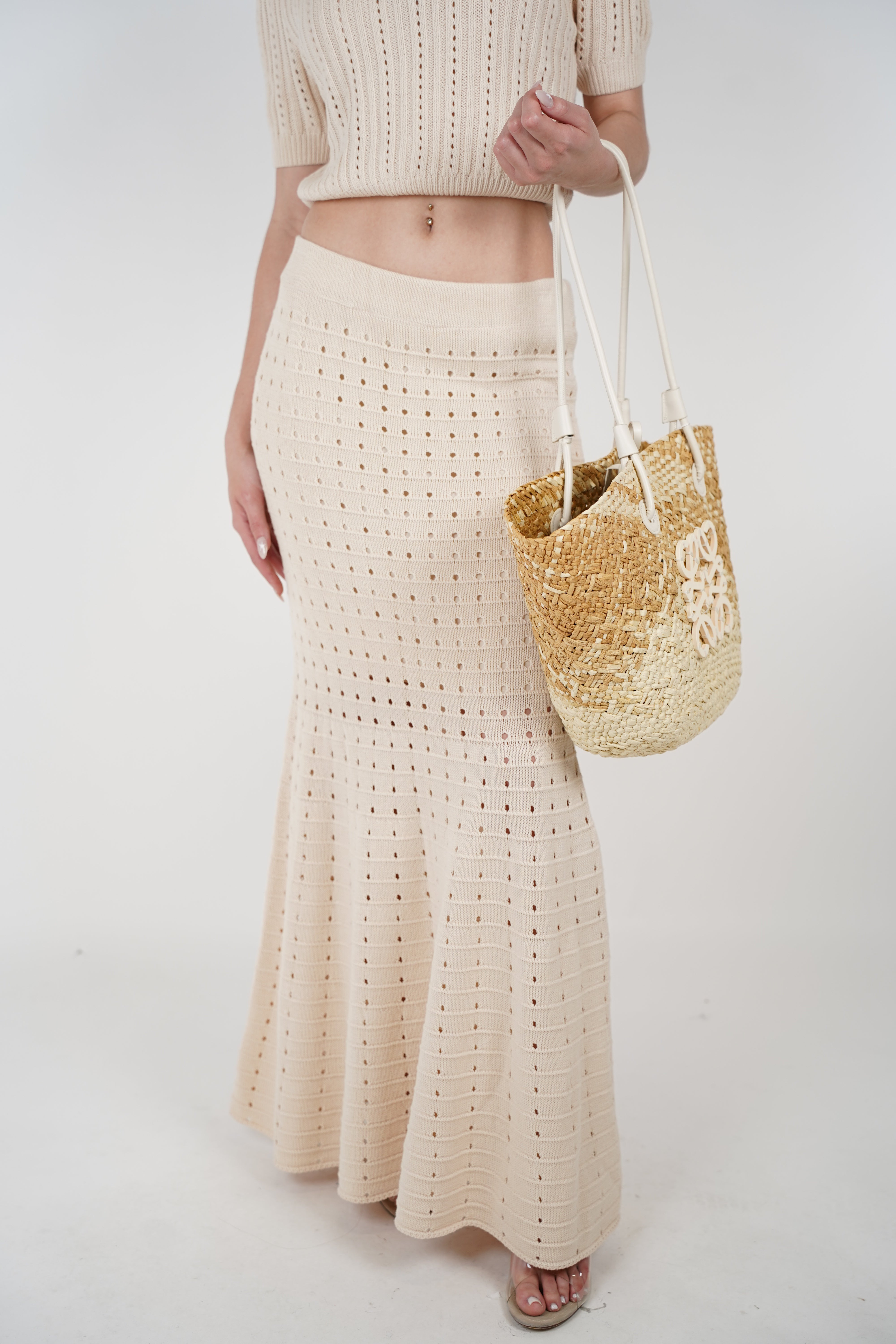 Solara Crochet Skirt Set – Sand Knit Elegance