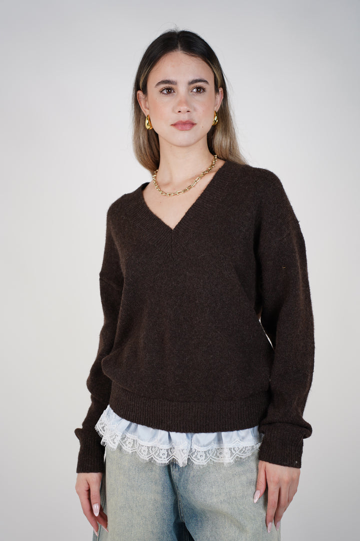 Qyra Lace Sweater – Effortless Warmth with a Romantic Touch