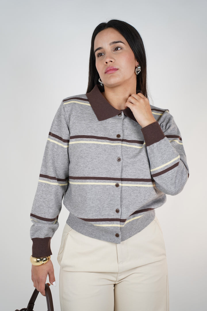 Kyla Stripped Button Down Sweater