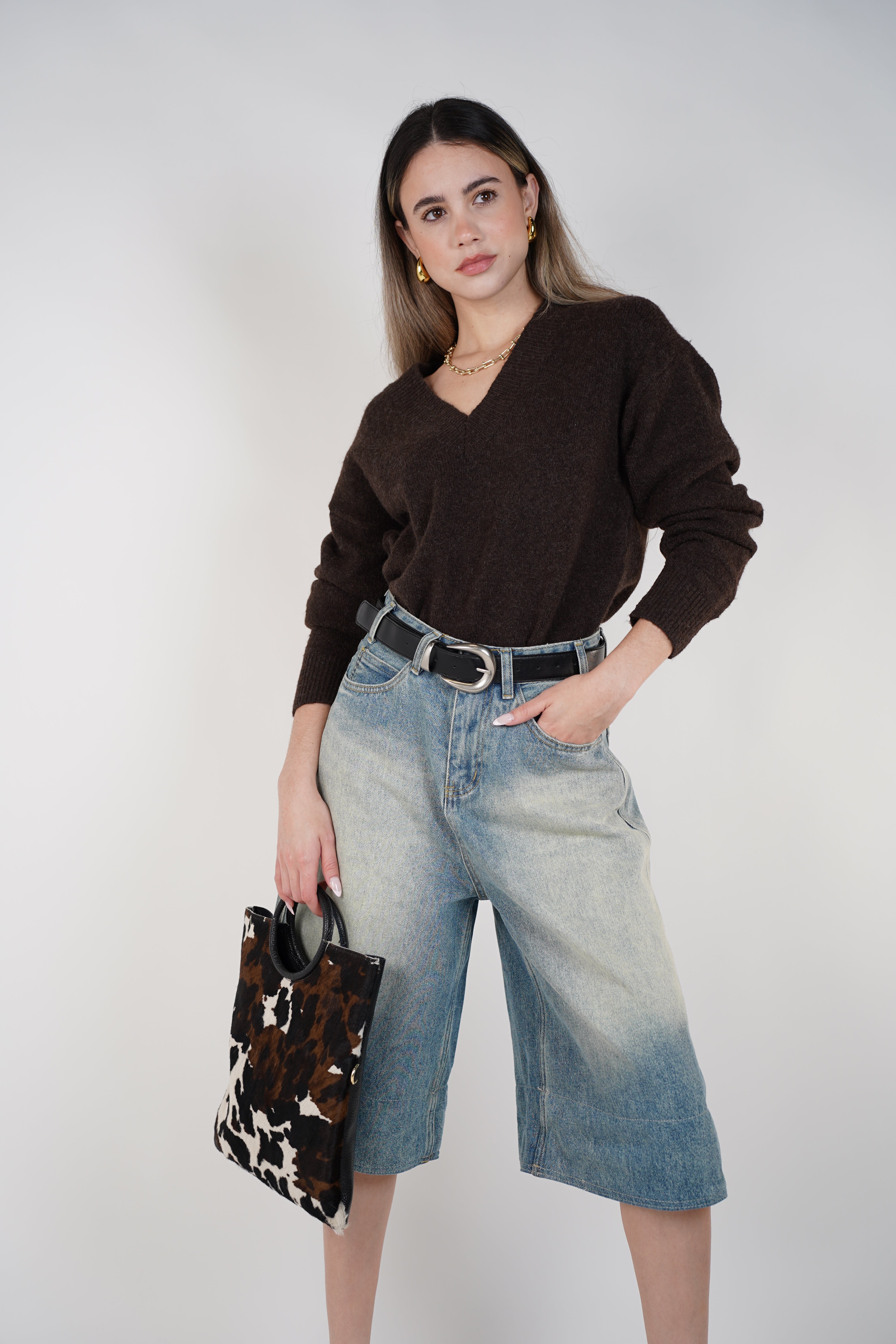 Tirra Belted Bermudas – Effortless Denim with a Modern Edge