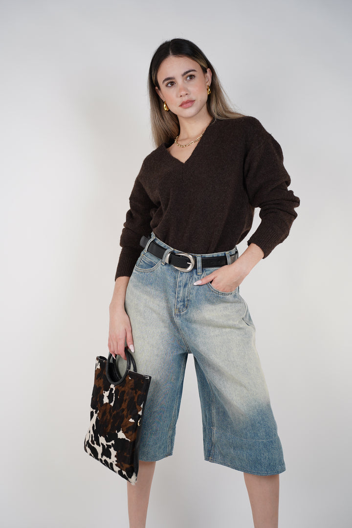 Tirra Belted Bermudas – Effortless Denim with a Modern Edge