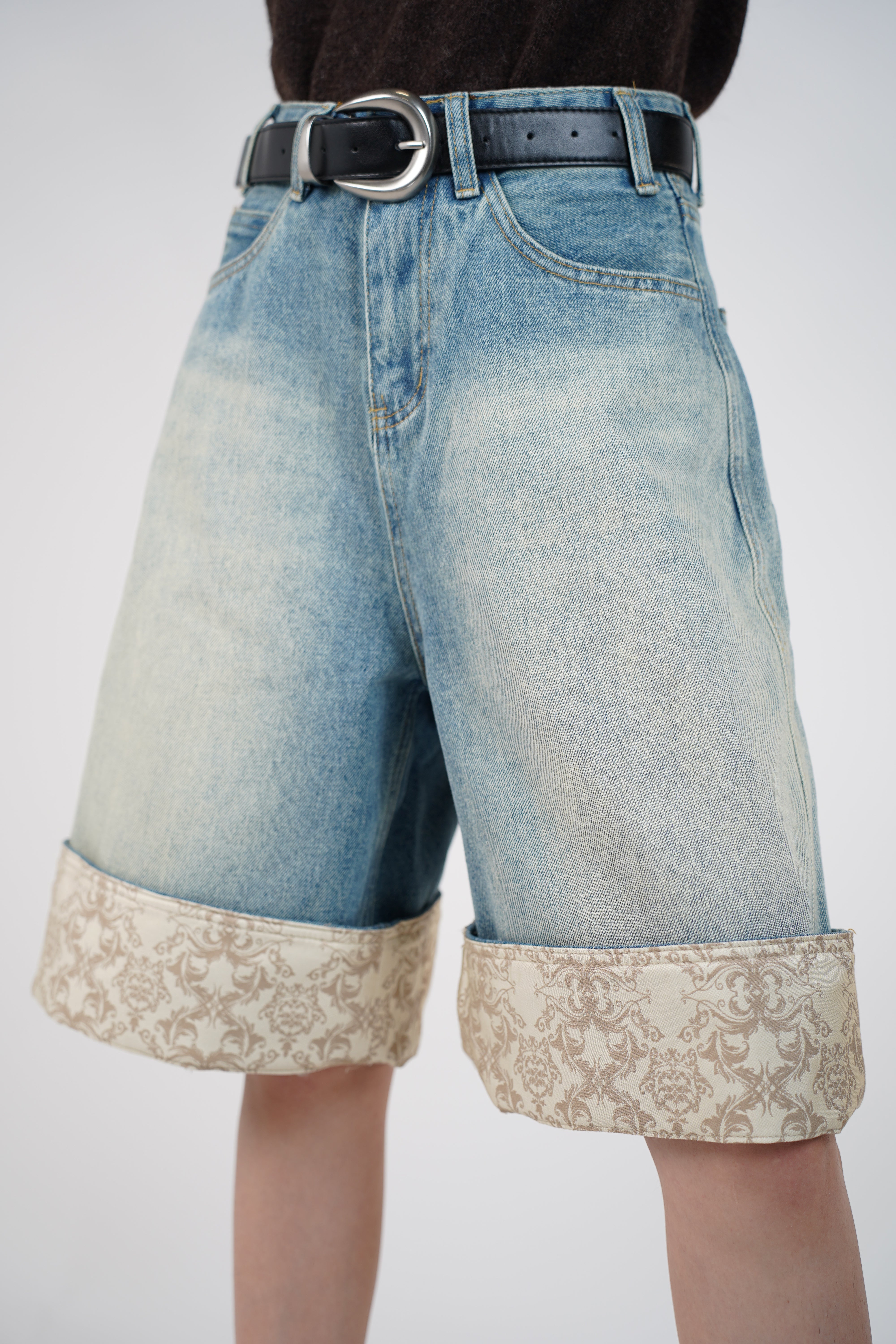 Tirra Belted Bermudas – Effortless Denim with a Modern Edge