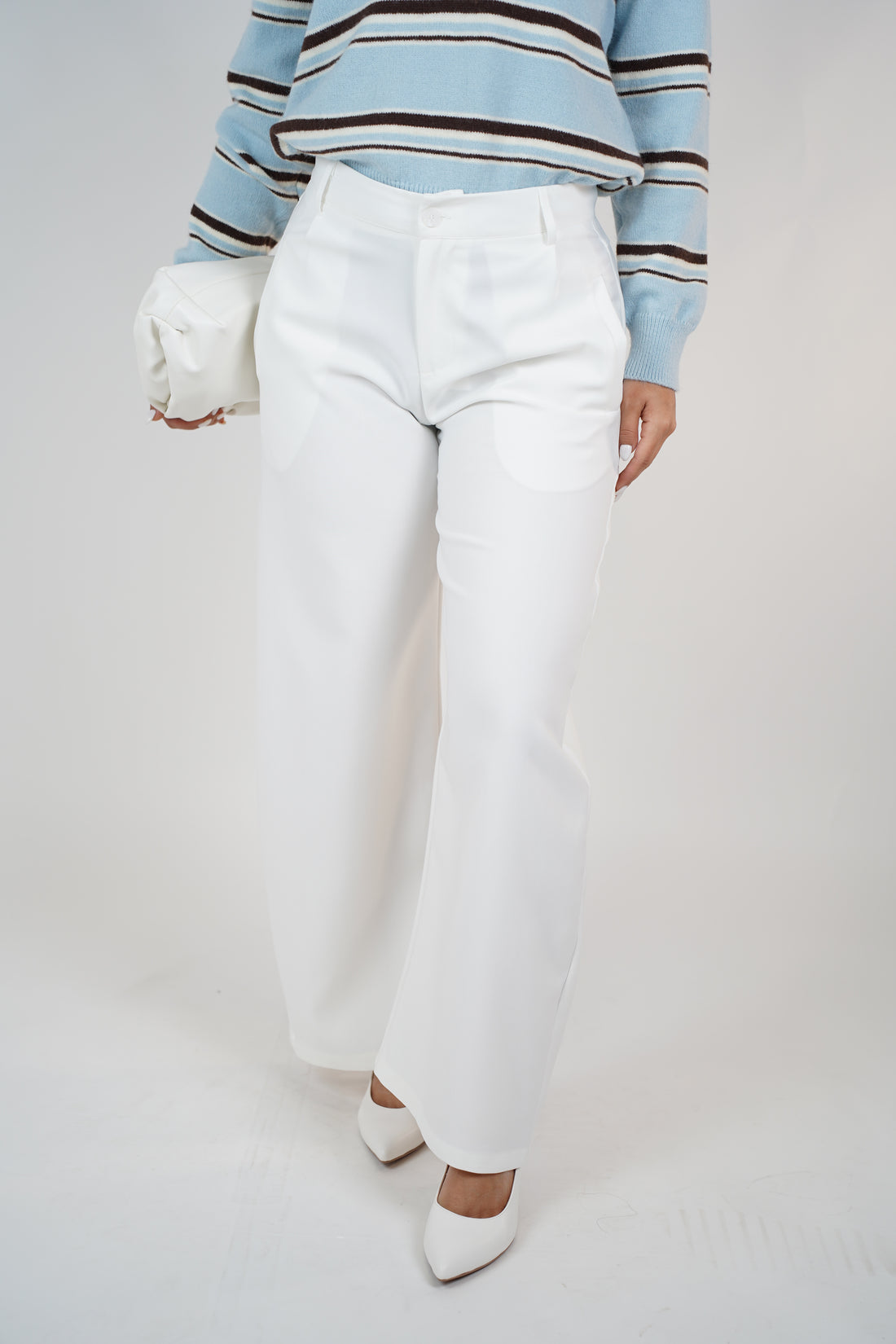 Hanyel Trousers – Classic Wide-Leg Tailored Pant in Neutral Beige