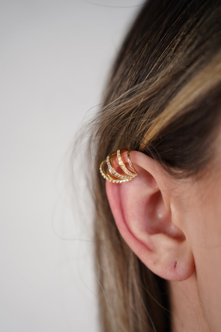 Kiraz Ear Cuff – Silver Sunburst Statement Design