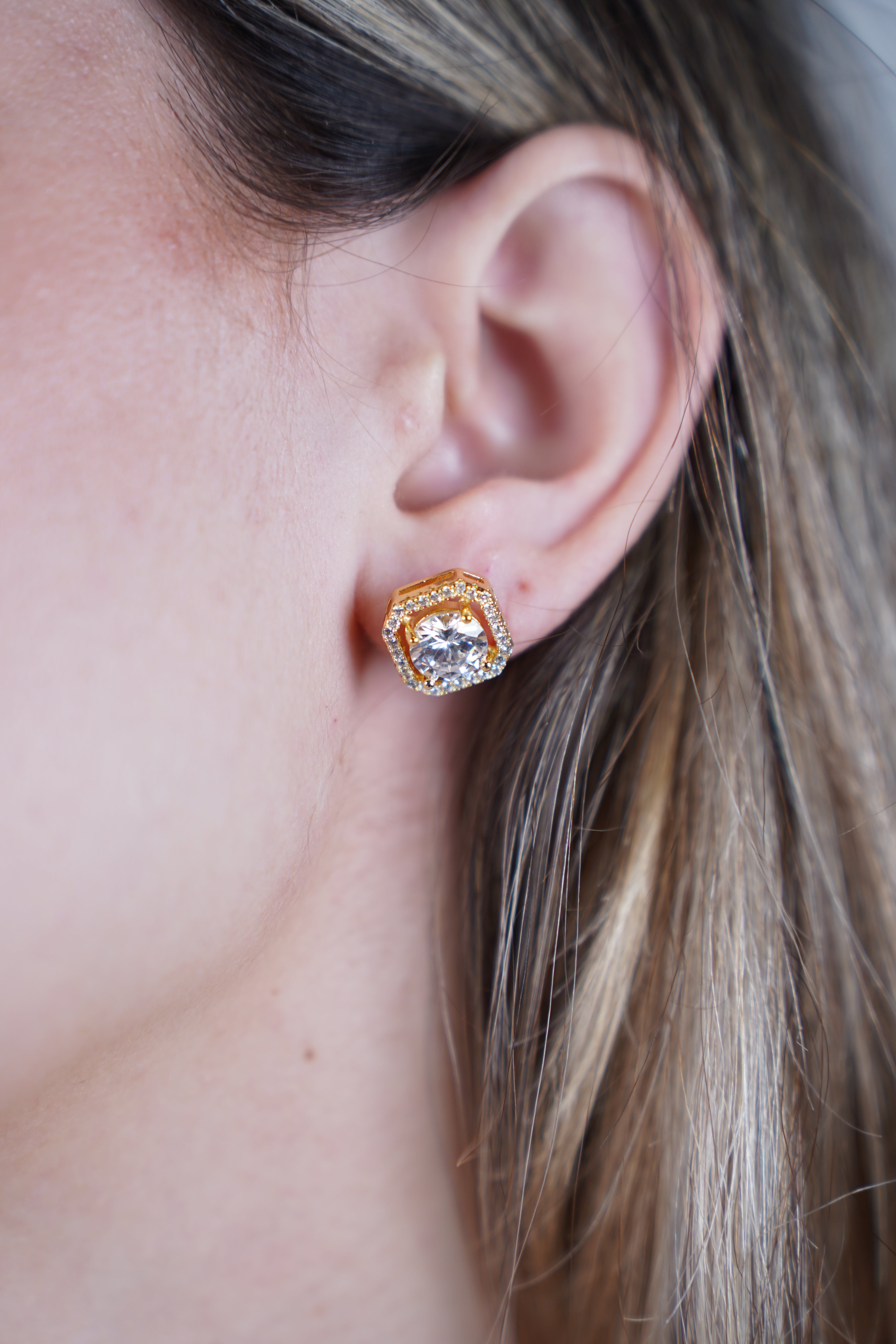 Delinor Stud Earrings – Classic Sparkle with a Modern Edge