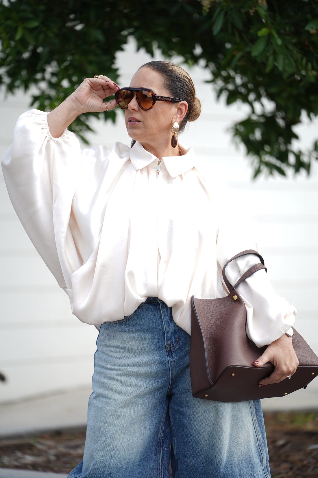 Cami Satin Bubble Bomber Jacket – Luxe Shine Meets Effortless Drama