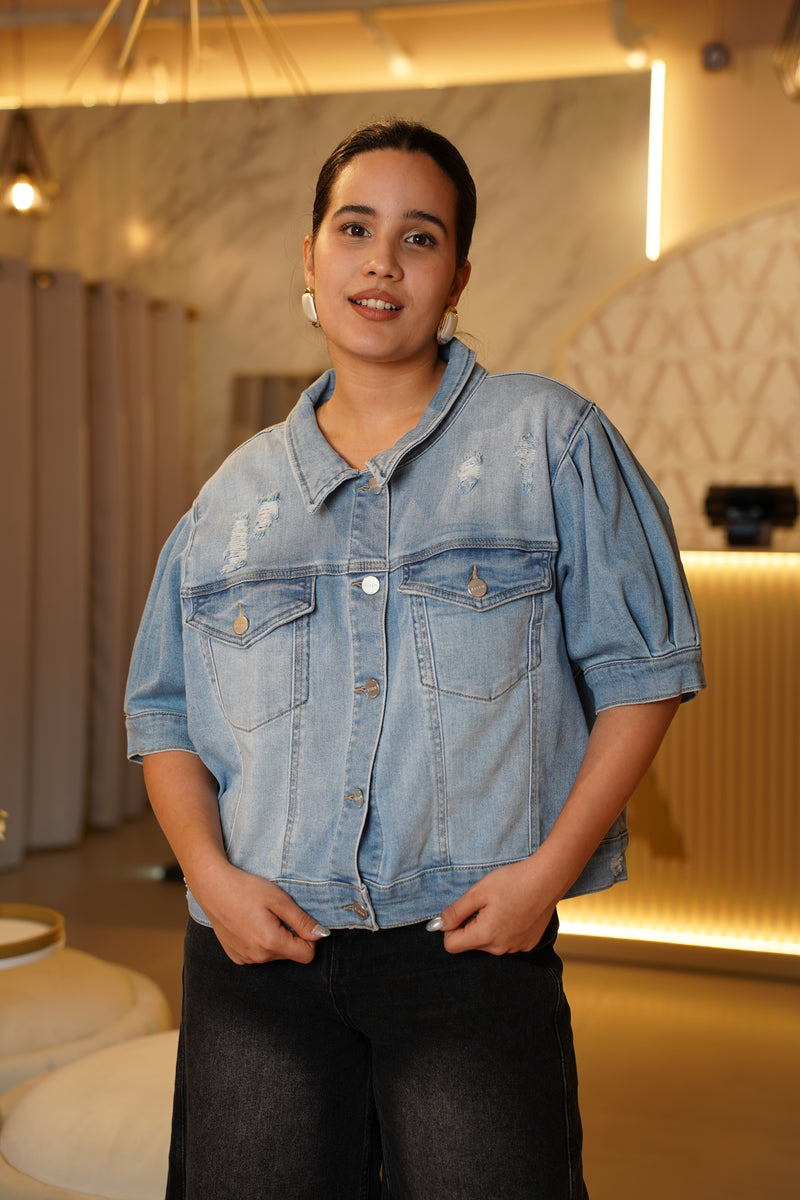 Dayana Plus Size Jean Jacket – Relaxed Fit with Stylish Edge