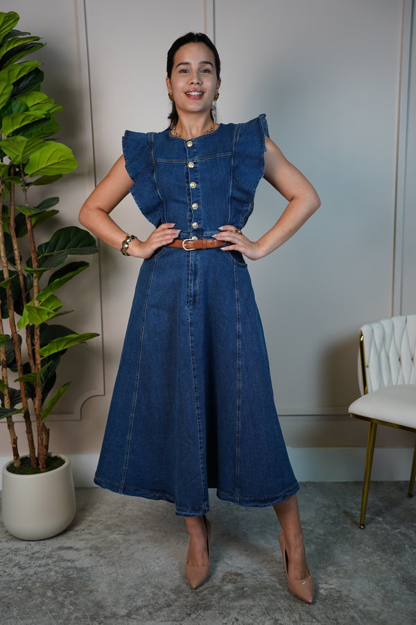 Kysa Denim Dress – Classic Fit with Feminine Flair
