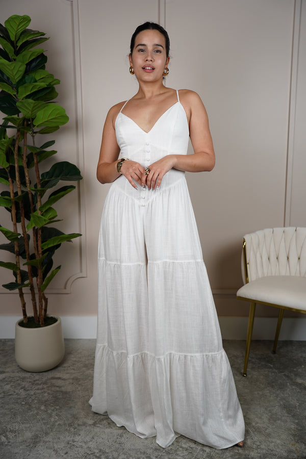 Tisa Linen Wideleg Jumpsuit – A breezy essential with a romantic twist