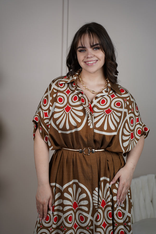 Hani Maxi Stamped Dress – Bold print meets effortless drape