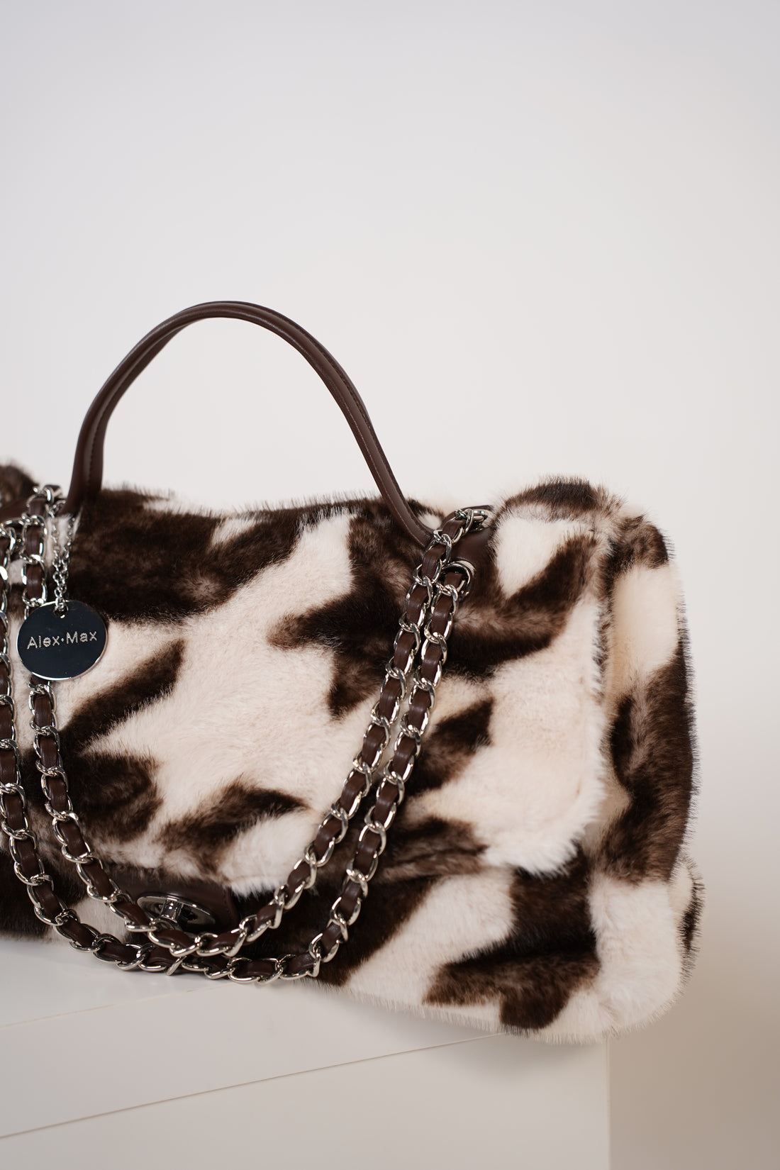 Cava Tote Bag – Faux Fur Statement Tote with Chain Detail