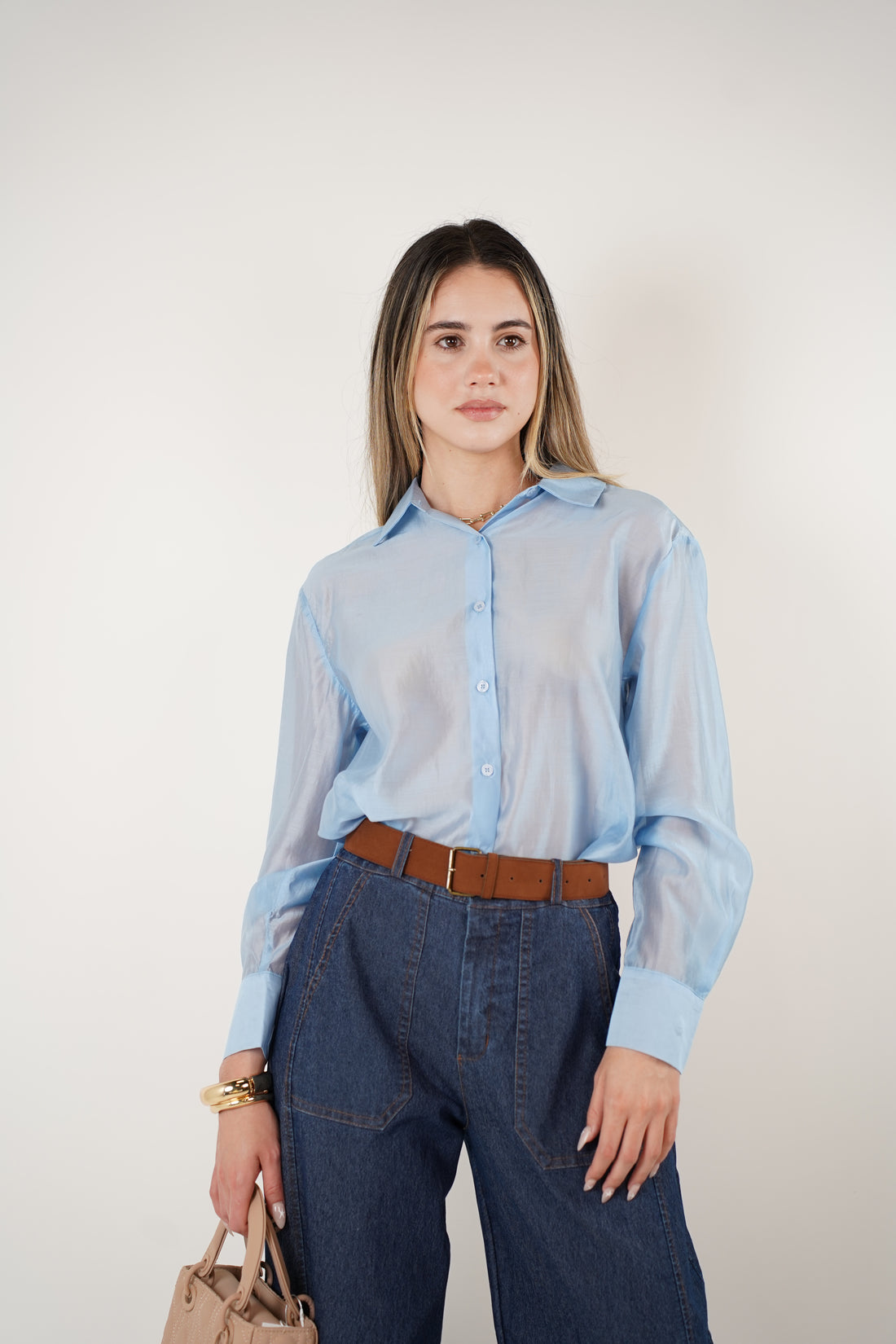 Davi Oversized Button Down – Sheer Drama in Rich Mocha
