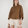 Liven Oversized Striped Button Down – Earth-Tone Flow with Retro Vibes
