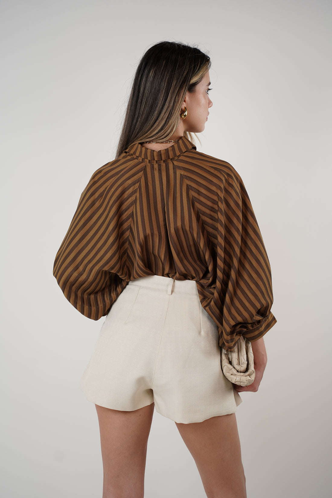 Liven Oversized Striped Button Down – Earth-Tone Flow with Retro Vibes