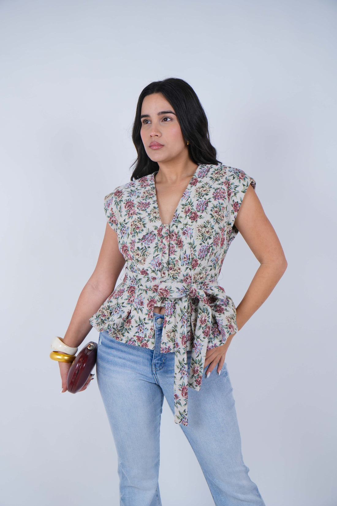 Savi Jacquard Floral Top